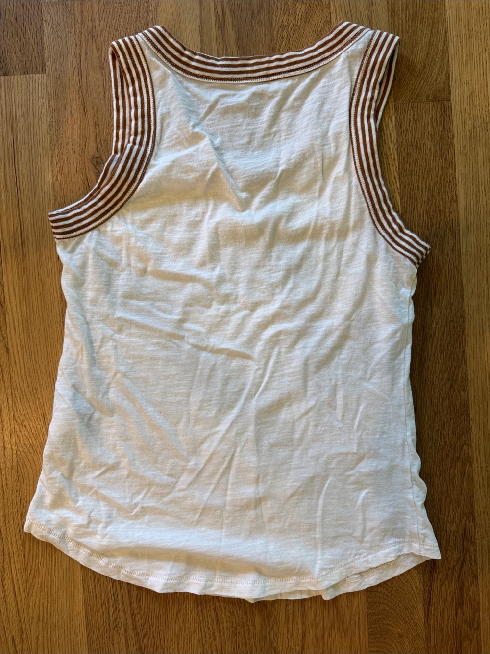 Madewell White Tank with Brown Striped Trim - Picture 2 of 3